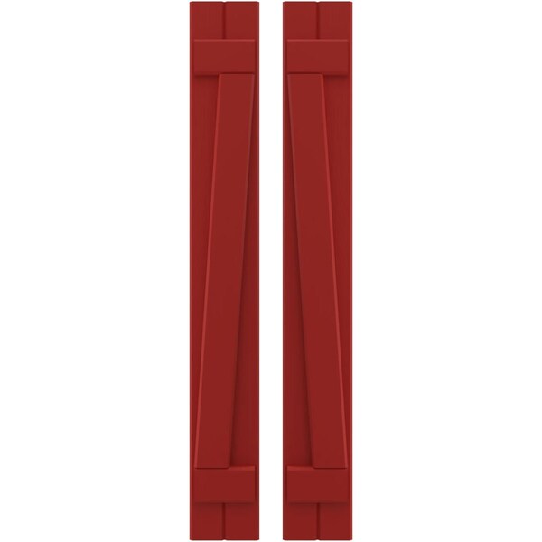 Ekena Millwork Americraft 2-Board (2 Batten) Wood Joined Board-n-Batten Shutters w/ Z-Bar, ARW102BB207X77BRH, PR ARW102BB207X77BRH - main
